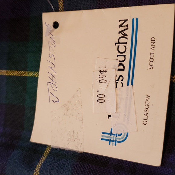 NWT Ingles Buchan Scarf Green Plaid Glasgow Scotland 82" x 10" - Picture 4 of 5